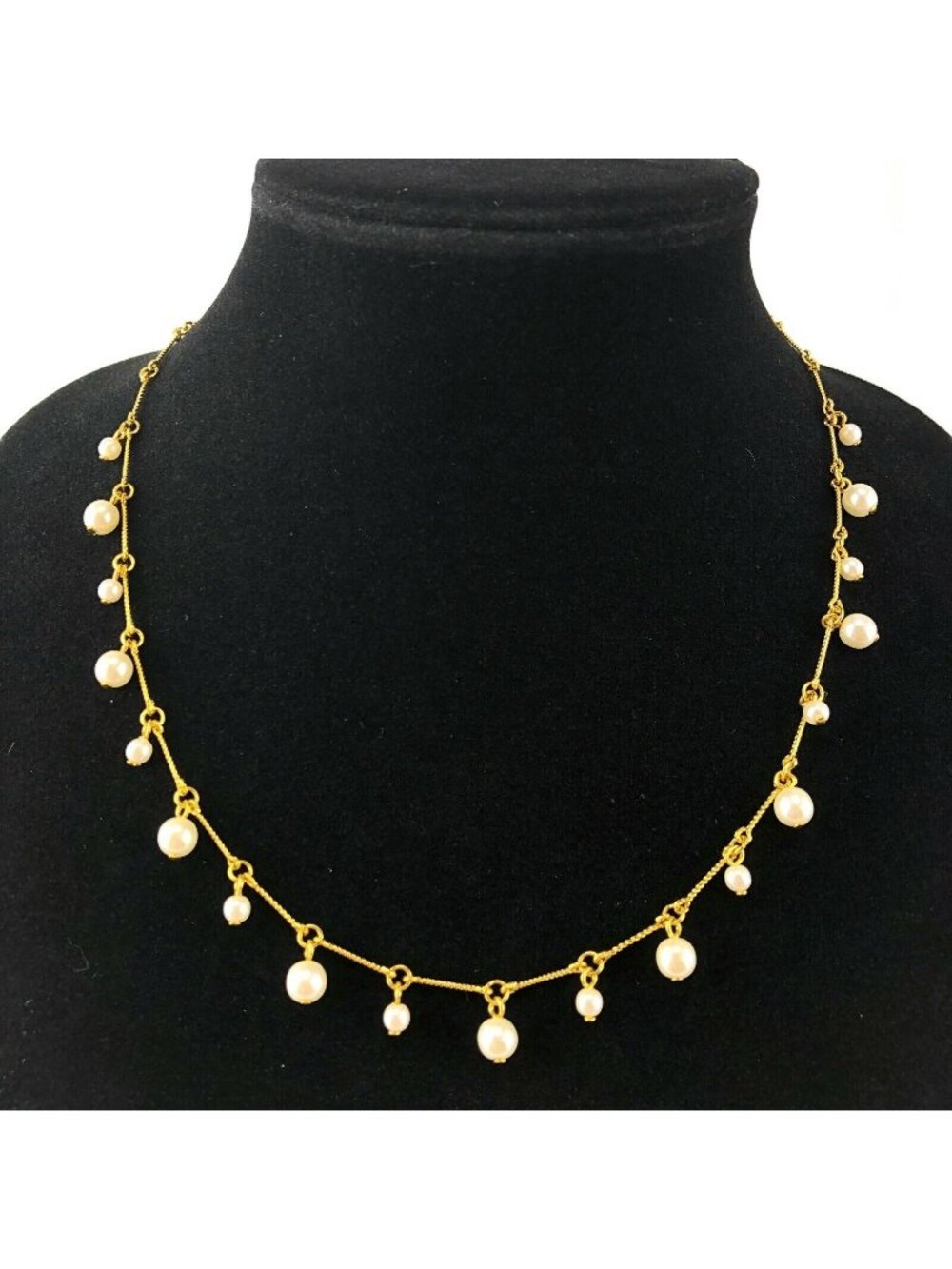 Premier Designs Faux Pearl Necklace Gold Tone Adjustable Up To 18"